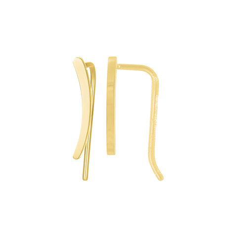 Tarnish Resistant 14k Gold Plated Curved Mini Climber Earrings