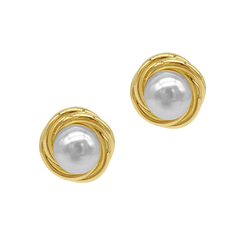 Pearl Framed Earrings gold