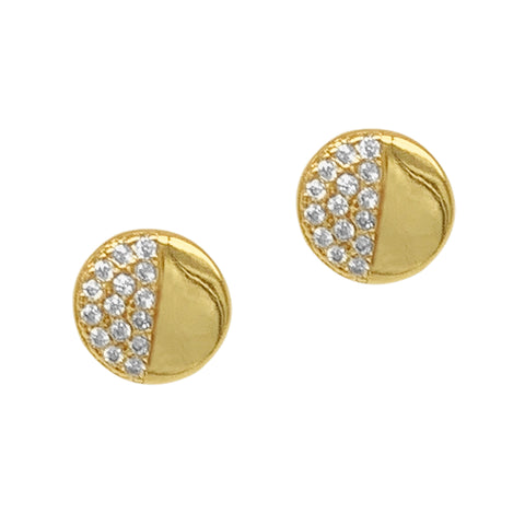 Half Disc Stud Earrings gold