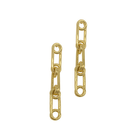 Safety Pin Drop Earrings gold