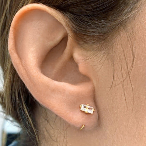 Adornia Safety Pin Heart Diamond Dangle Earrings silver gold rose