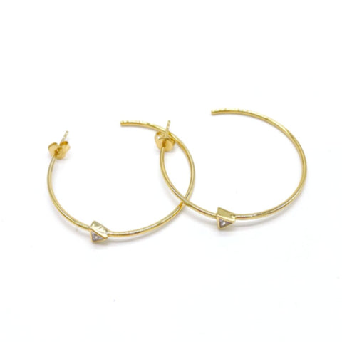 Diamond Triangle Hoop Earrings gold