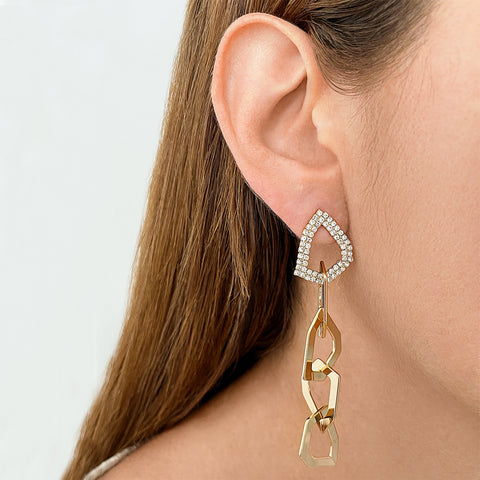 Organic Link Drop Earrings gold