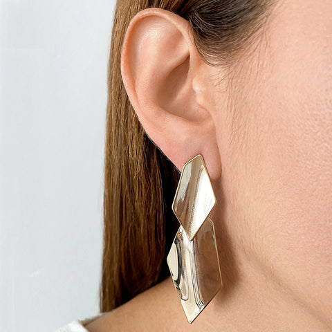Diamond Shape Drop Earrings gold