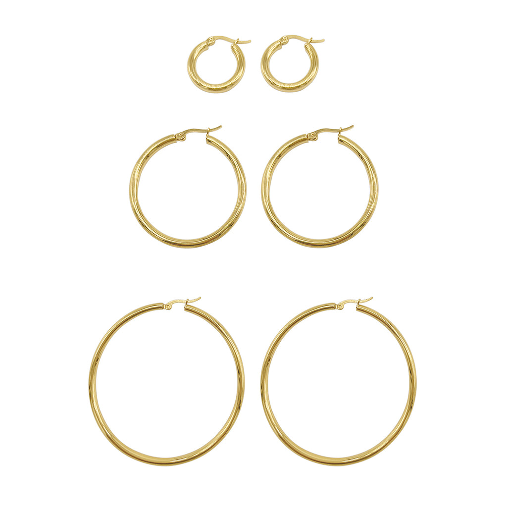 Single Hoop Earrings Set Gold Plated Stacking Jewellery – Hey Happiness