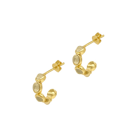 Bezeled Opalite Hoop Earrings gold