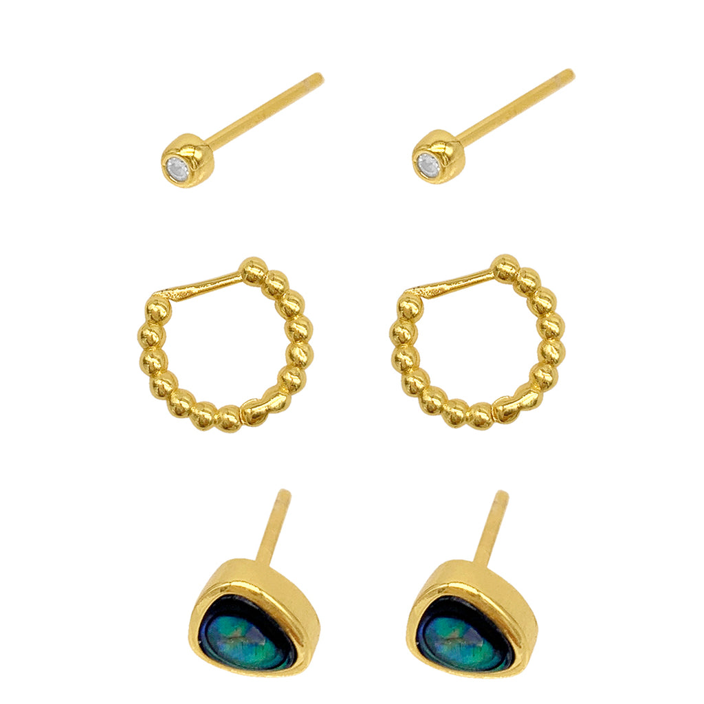 Hoop and Stud Set gold