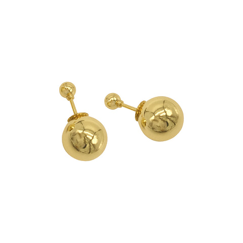 14k Gold Plated Double-sided Ball Earrings