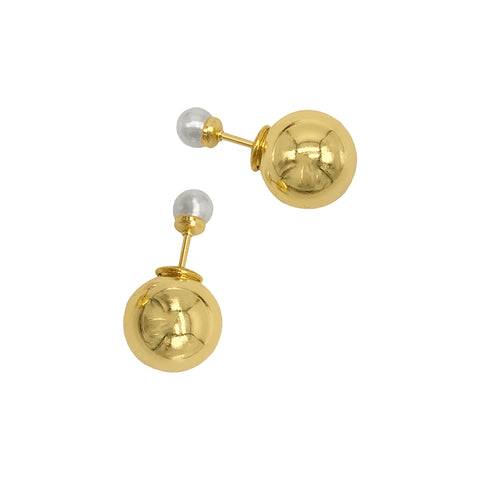 Pearl Double-sided Ball Earrings gold
