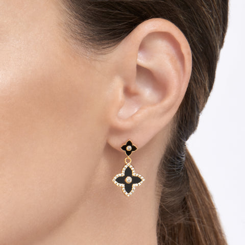 Black Clover Drop Earrings gold