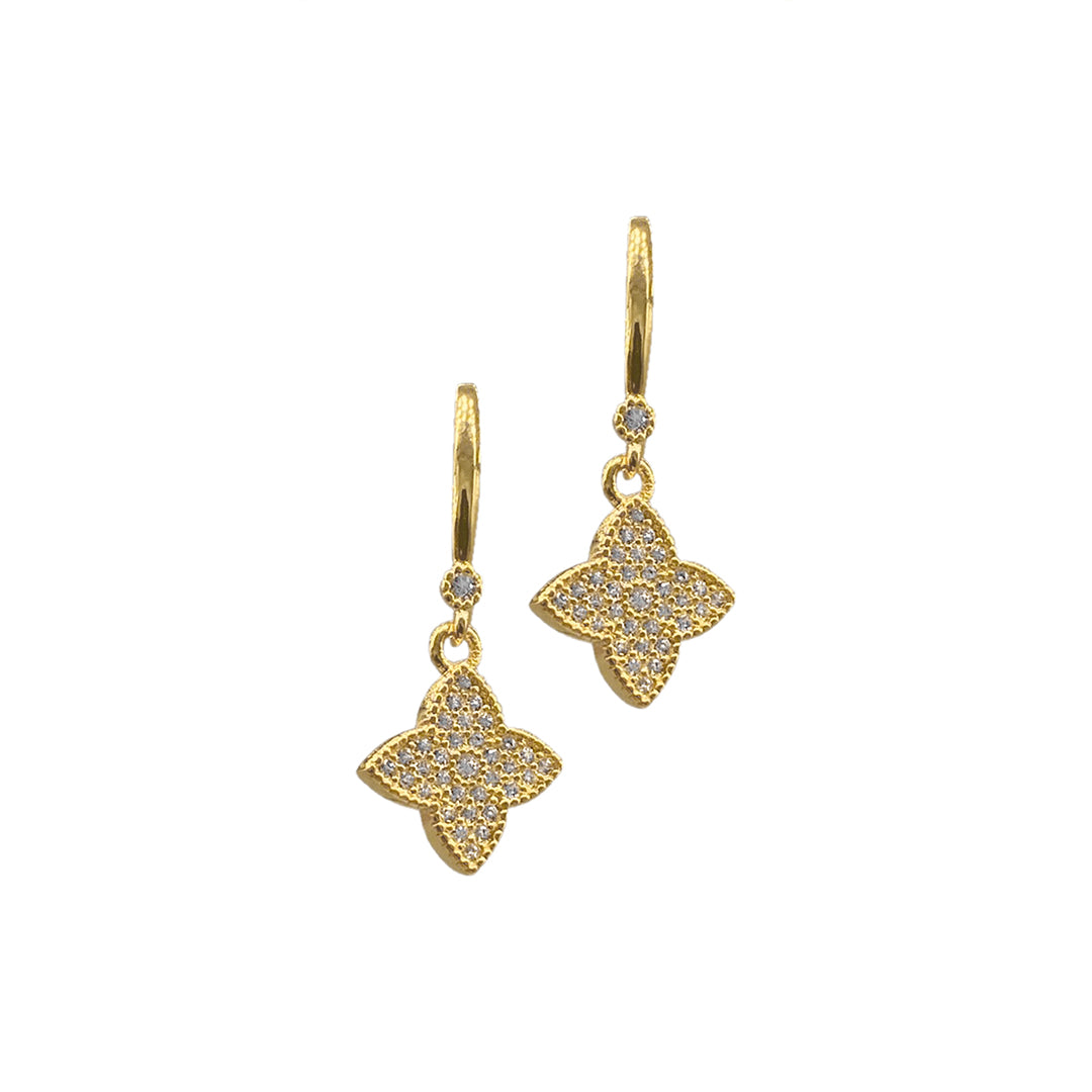 Gold Clover Drop Earrings
