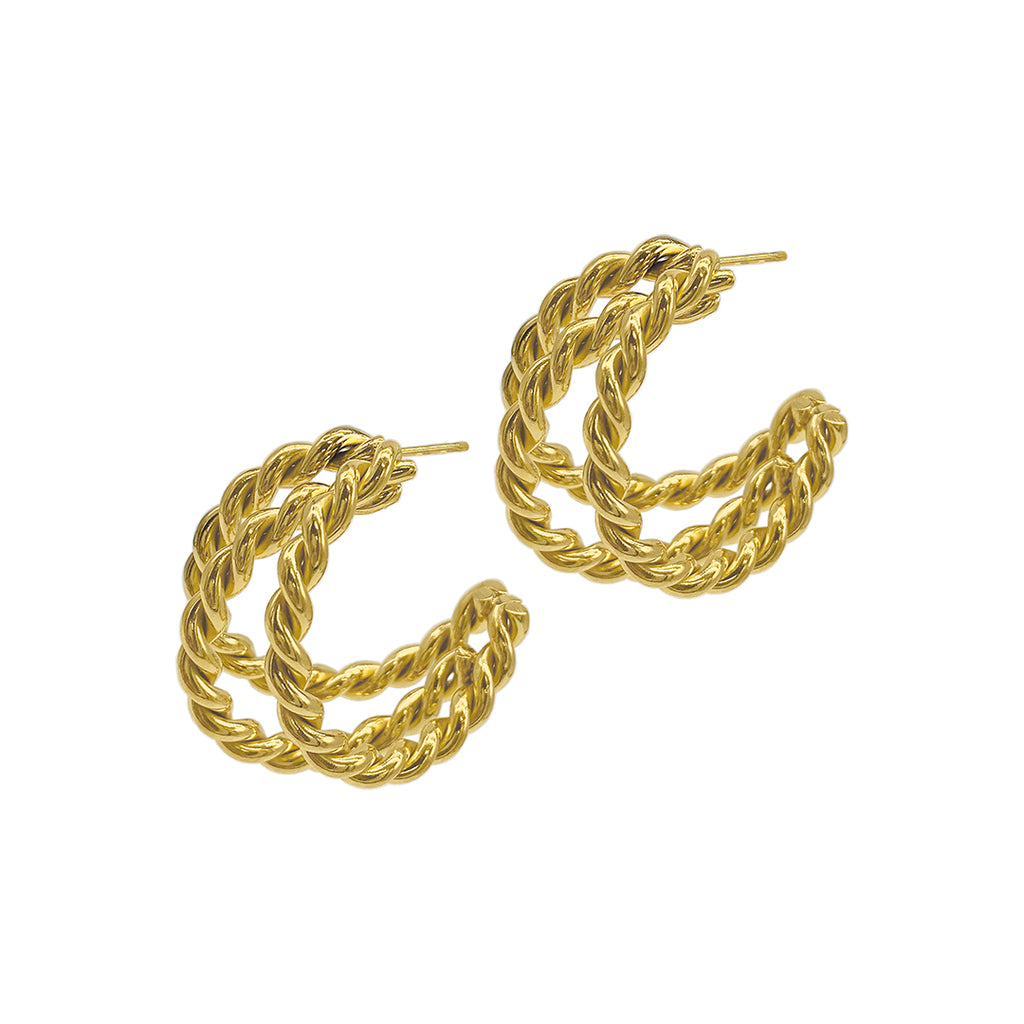 Cable Twist Wide Hoop gold