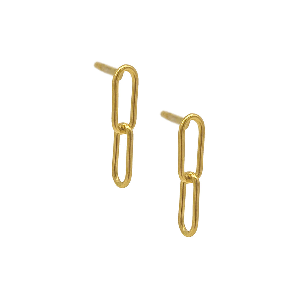 Paper Clip Chain Drop Earrings gold