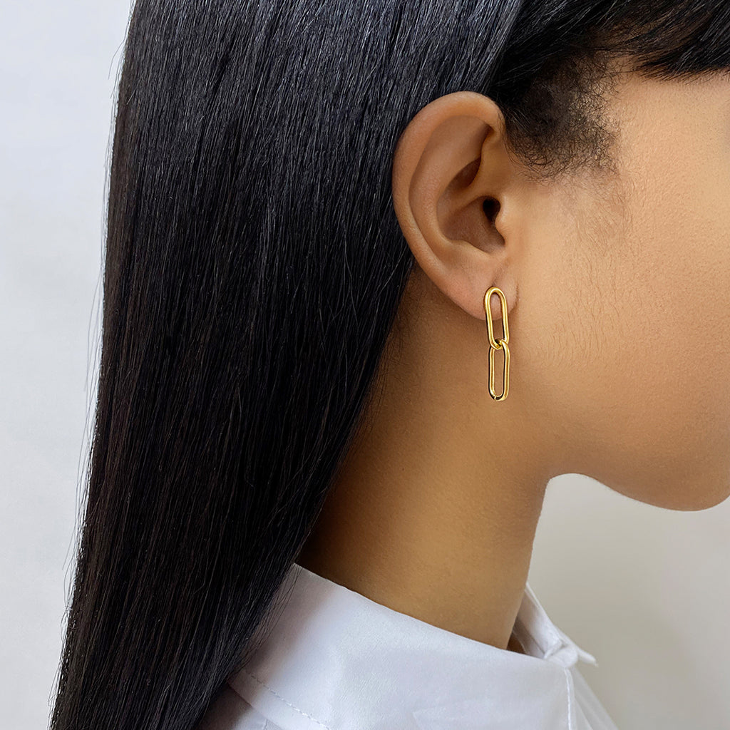 Diamond-Cut Link Chain Loop Drop Earrings in 14K Gold | Zales