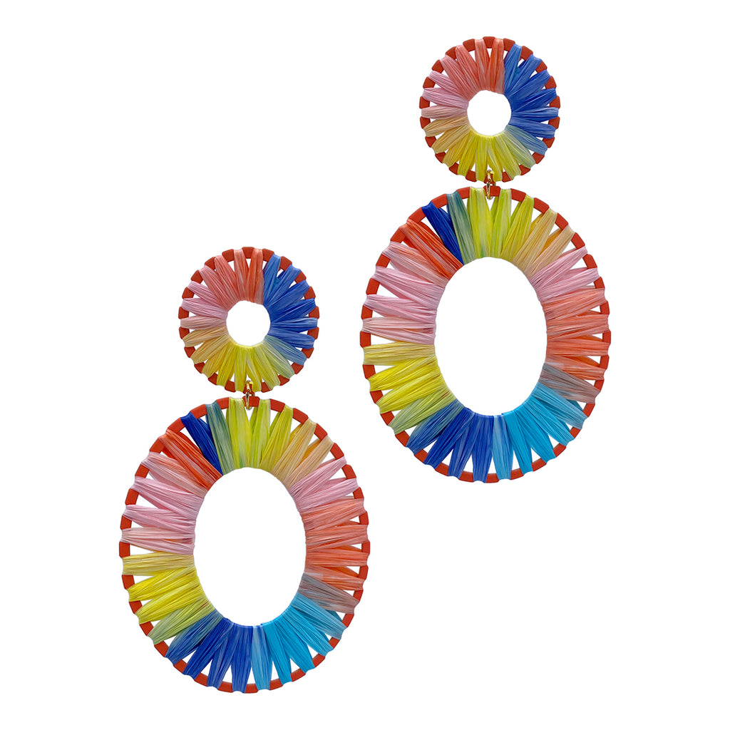 Oval Thread Fiesta Rainbow Drop Earrings