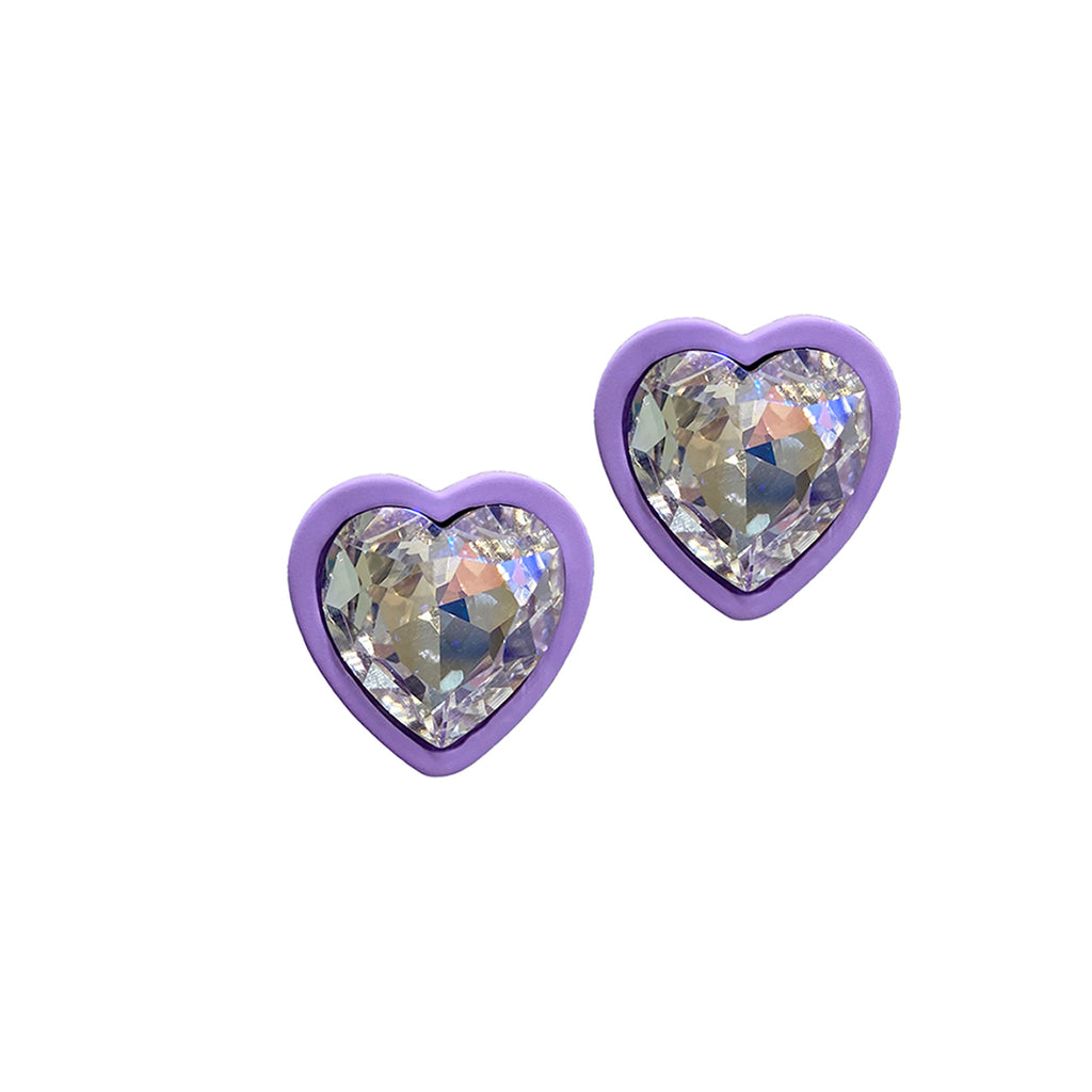 Purple Heart Halo Crystal Studs