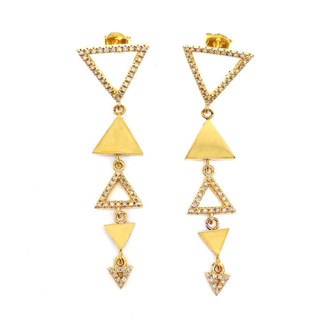 Diamond Triangle Drop Earrings gold