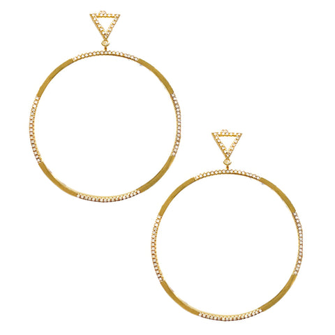 Diamond Circle Drop Earrings gold