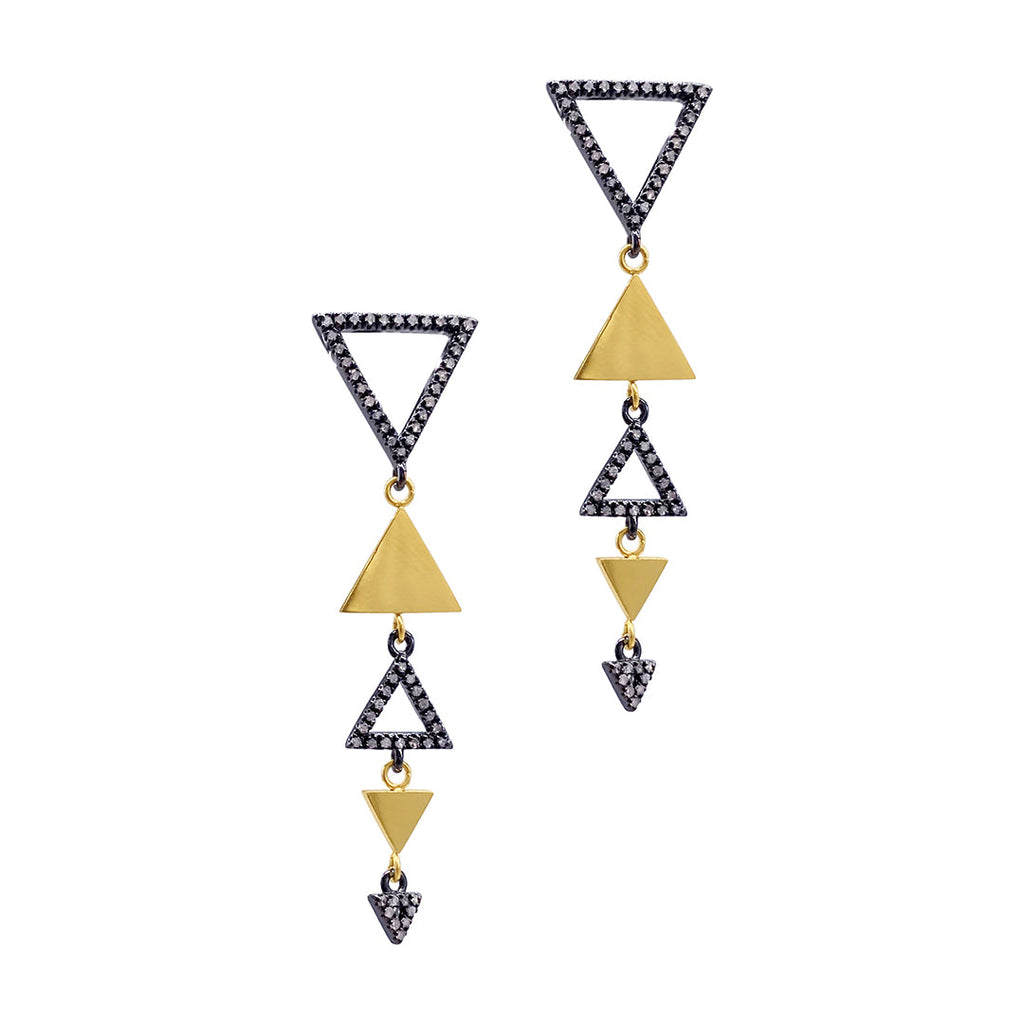 Diamond Triangle Drop Earrings silver gold