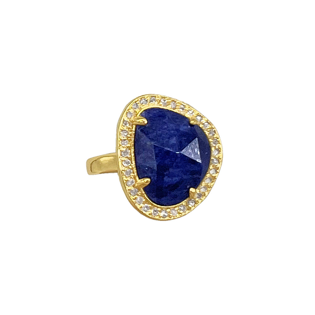 Sapphire & Diamond Halo Ring gold