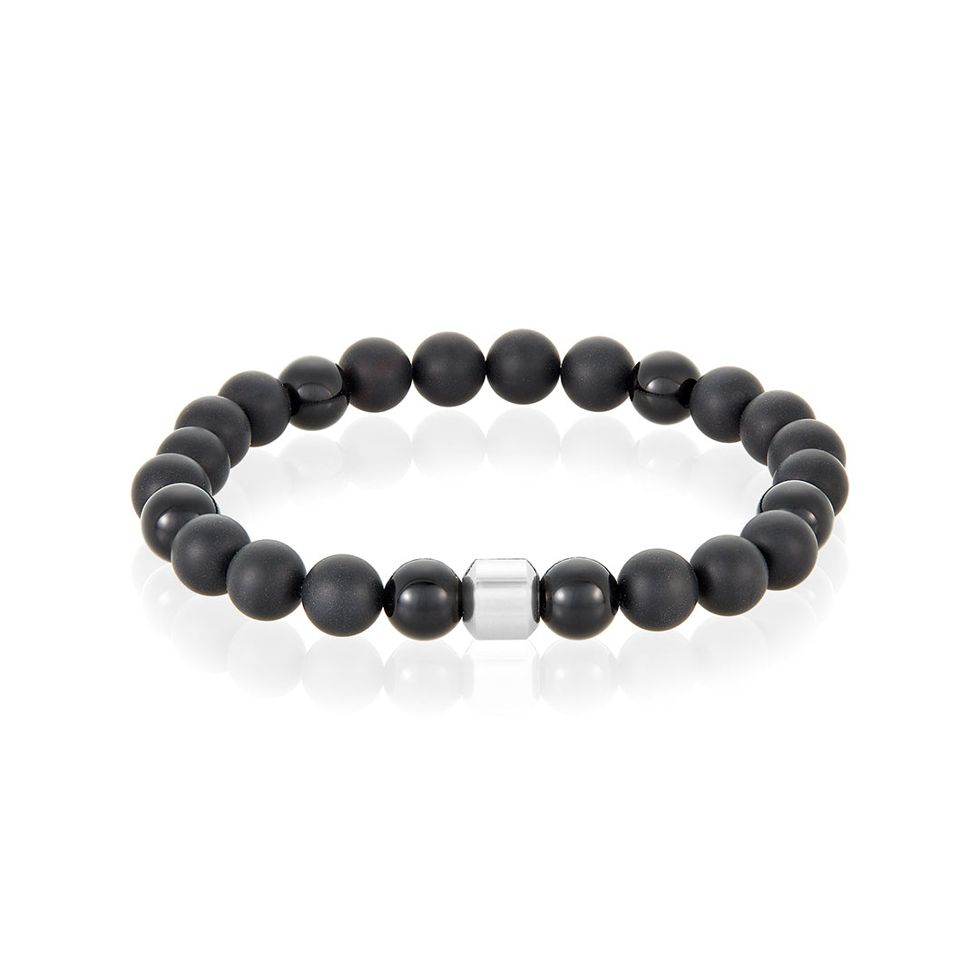 Shinola Men's 8mm Beaded Bracelet Onyx in Sterling Silver