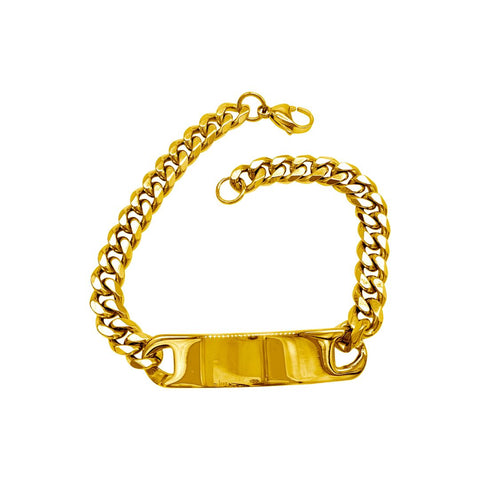 Tag Curb Chain Bracelet silver gold
