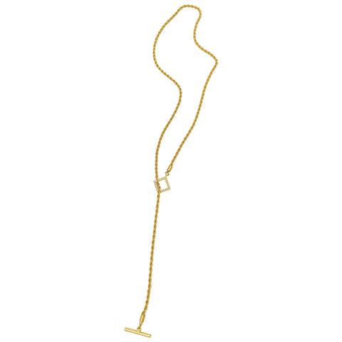 Rope Lariat with Diamond Centerpiece gold