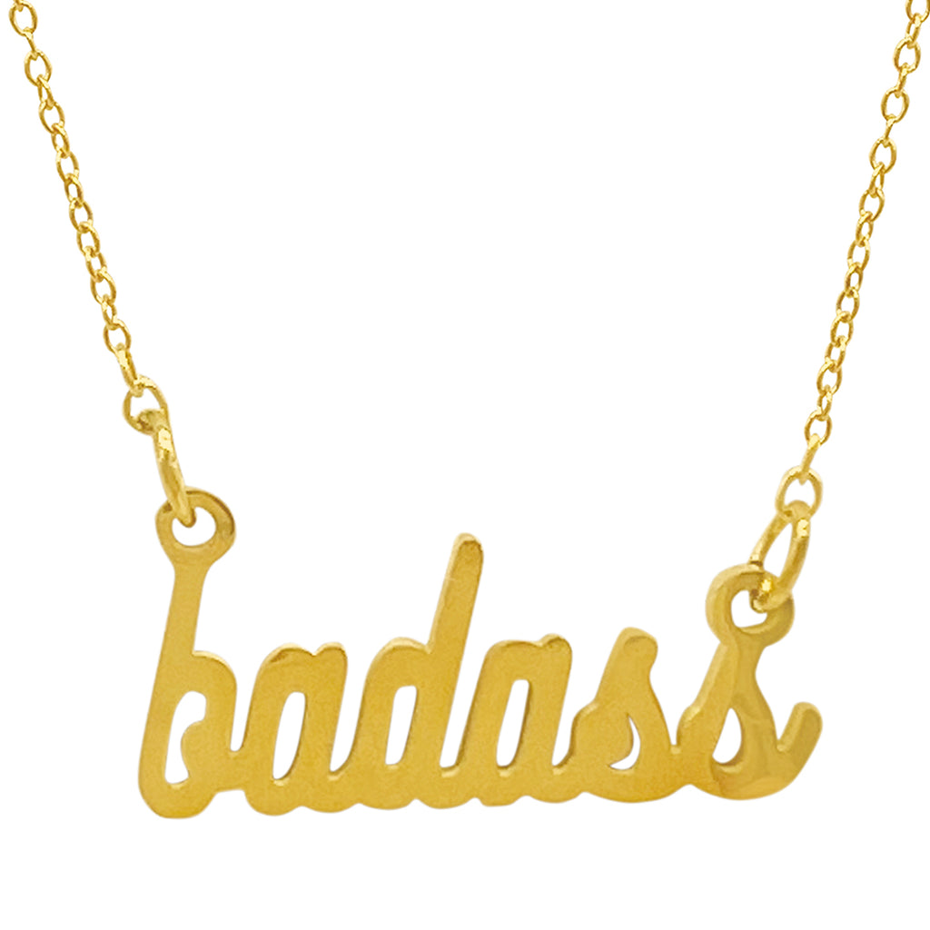 Cursive Badass Necklace gold