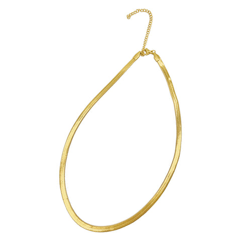 Tarnish Resistant 14k Gold Plated Snake HerringboneChain