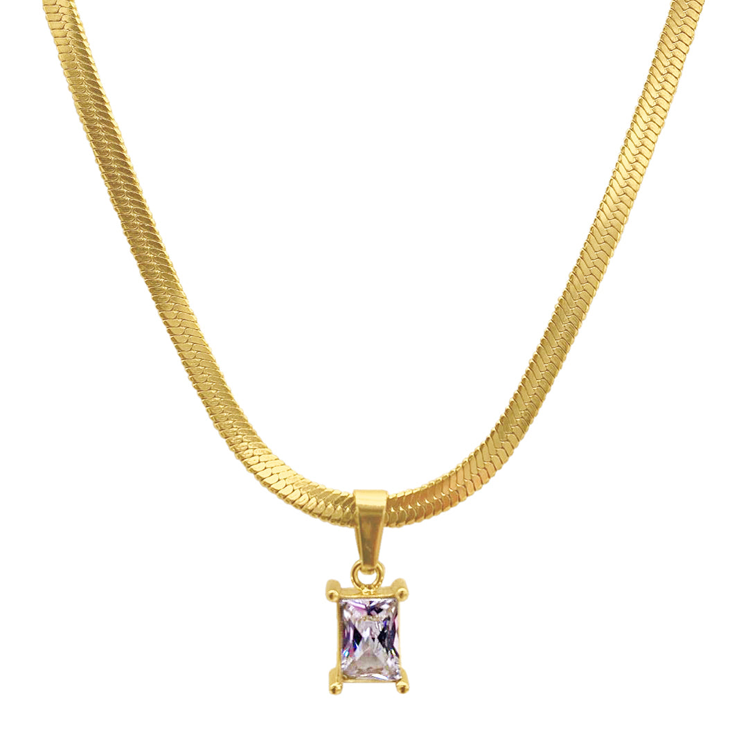 Yellow Crystal Charm Necklace With 14k Gold Filled Chain. 