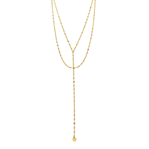 Y-Necklace with Double Layer Chain gold