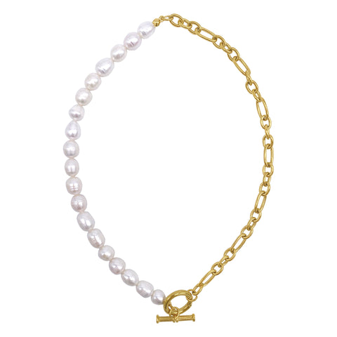 Half and Half Freshwater Pearl Chain gold