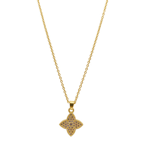 Crystal Clover Necklace gold