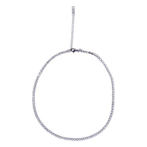 Adornia Rosary Choker Necklace moonstone black spinel silver – ADORNIA
