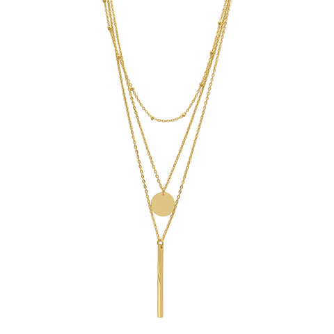 Tarnish Resistant Layered Pendant Necklace Set