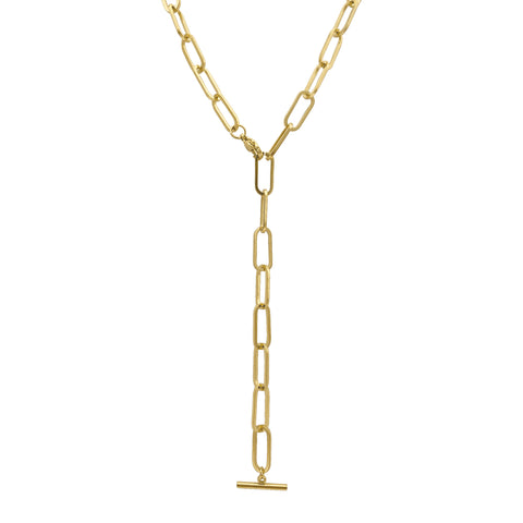 Paper Clip Chain Y-Necklace  with Lobster Lock gold