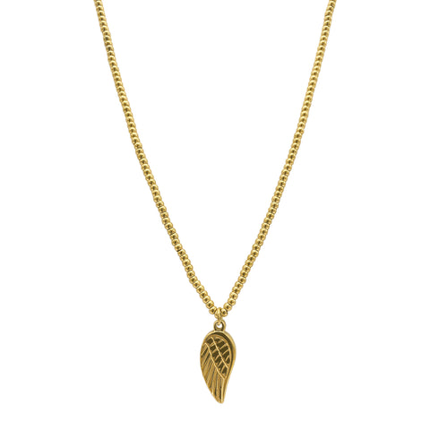 Beaded Necklace with Wing Charm gold