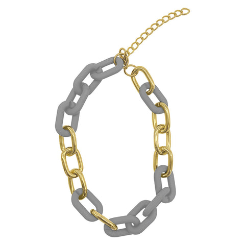 Gray Oversized Link Necklace gold