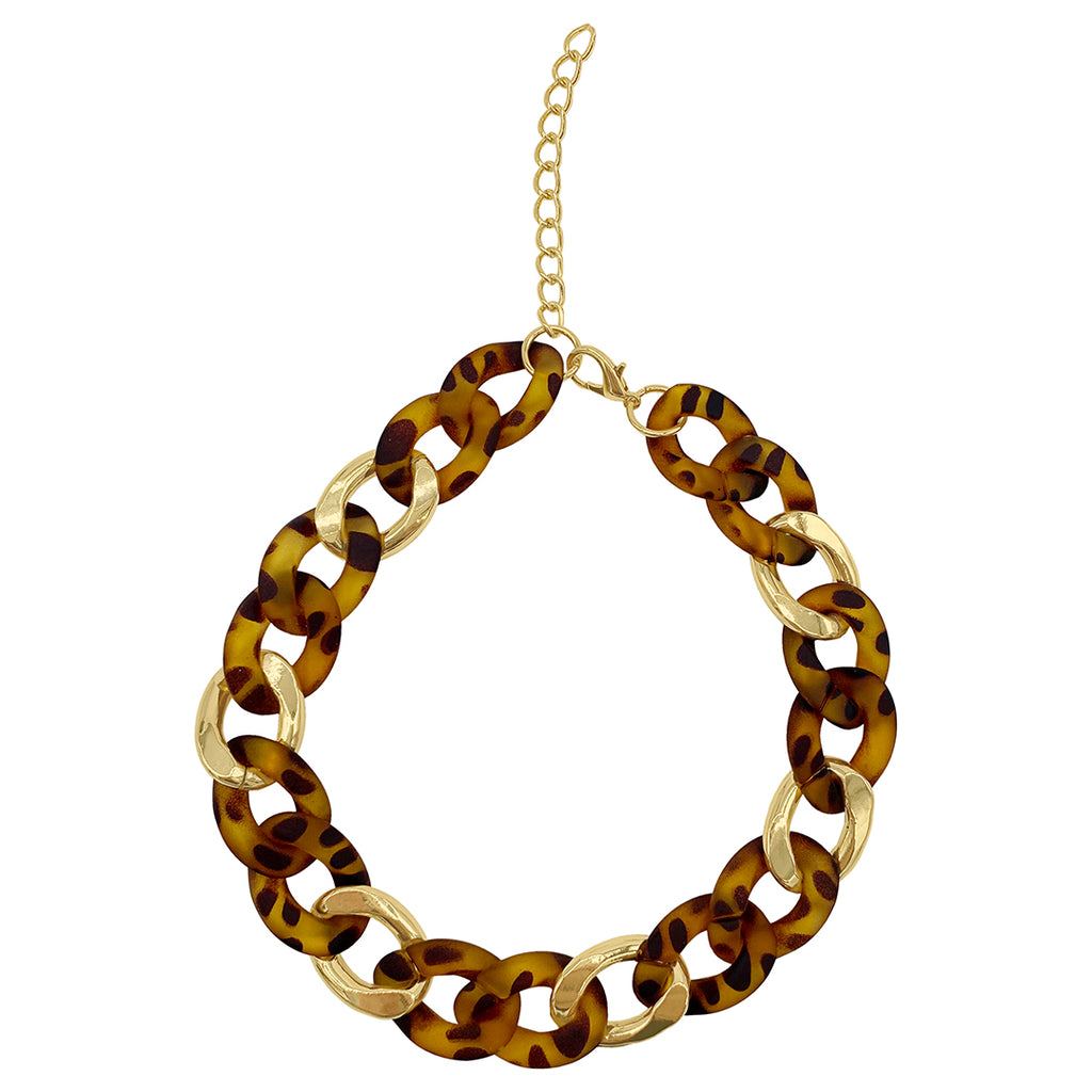 Tortoise Shell Curb Chain Necklace gold