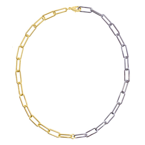 Mixed Paper Clip Chain Necklace silver gold