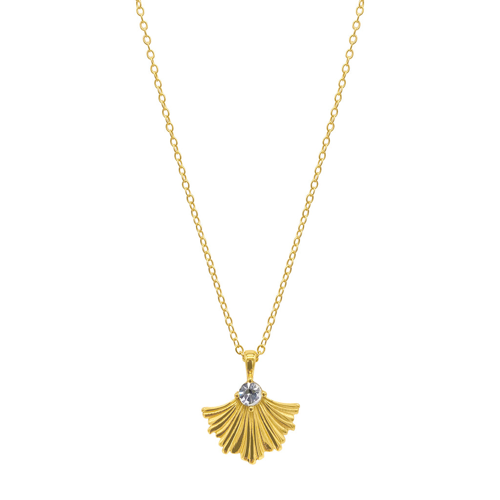 Deco Crystal Leaf Necklace gold