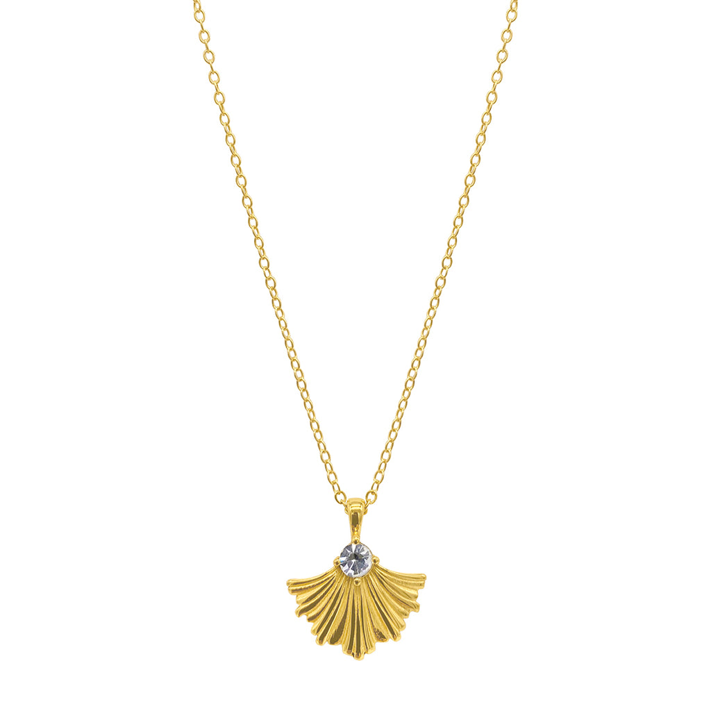 Deco Crystal Leaf Necklace gold