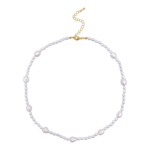Mixed Freshwater Pearl Necklace gold