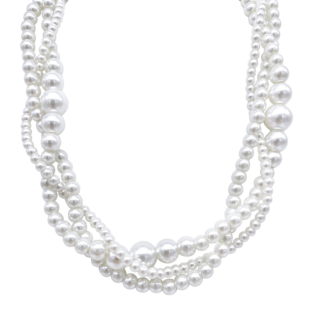 Triplet Layered Pearl Necklace gold