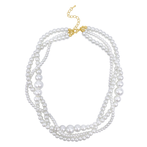 Triplet Layered Pearl Necklace gold