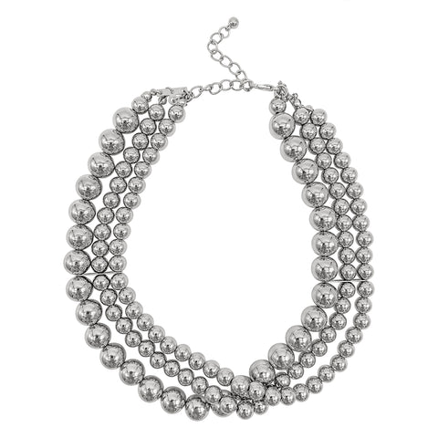 Triplet Layered Ball Necklace silver