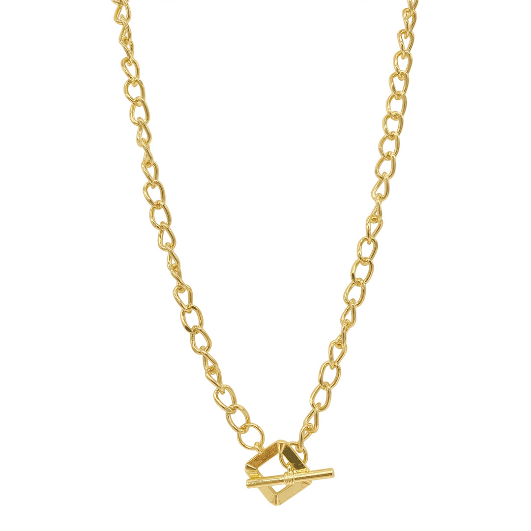 Tarnish Resistant 14k Gold Plated Open Curb Chain Square