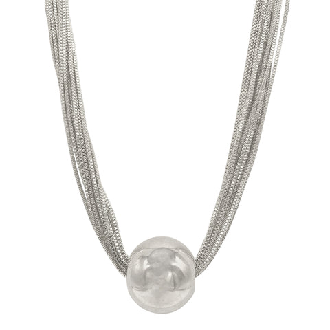 Multi Strand Ball Necklace silver