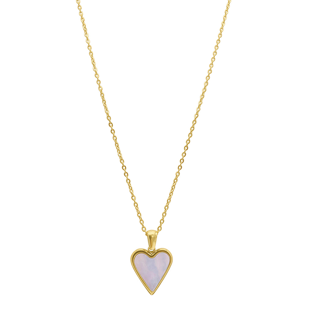 White Mother of Pearl Heart Necklace gold