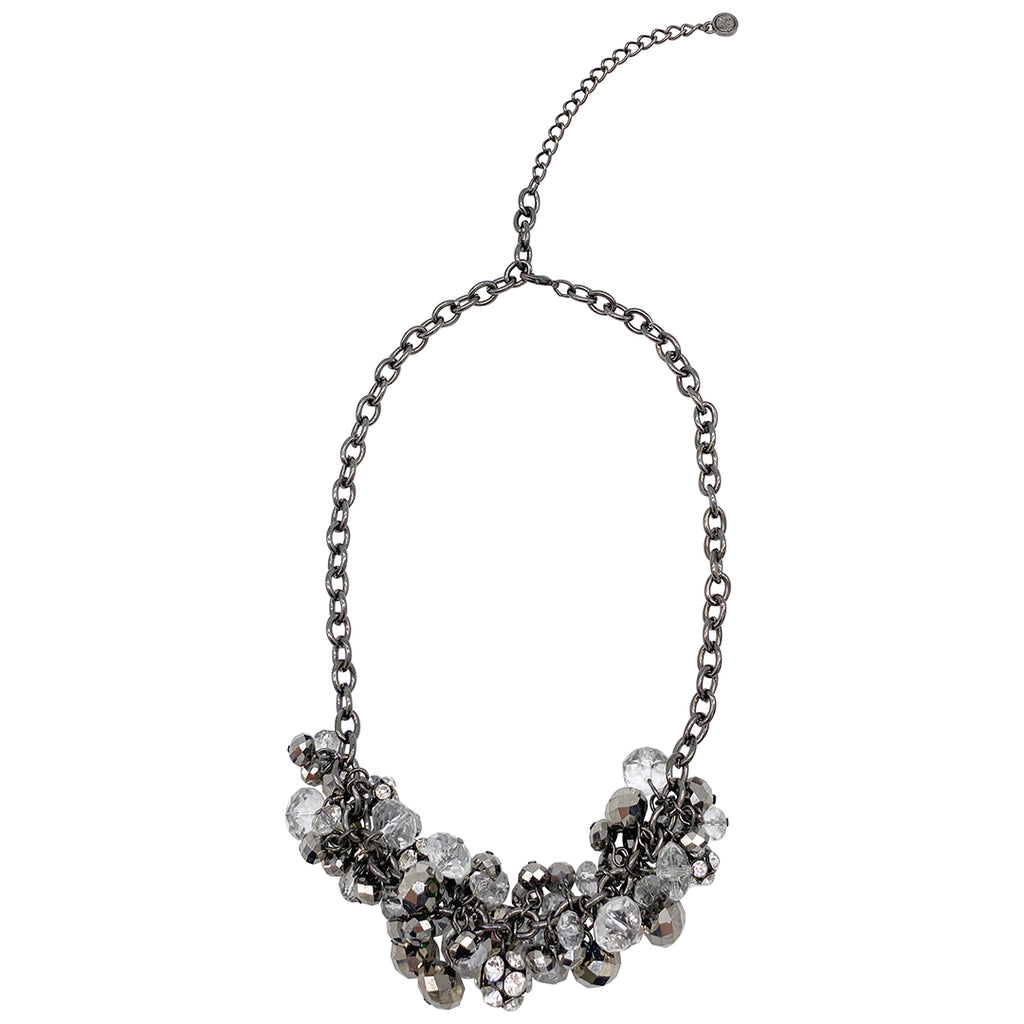 Cluster Crystal Statement Necklace silver